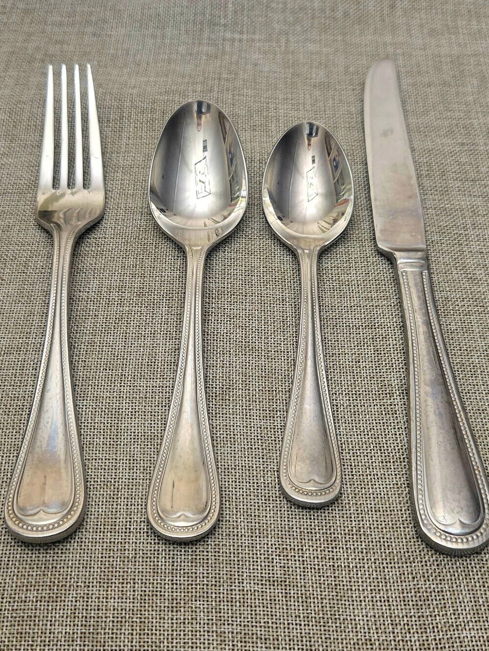 Reed -Barton Elegant Bead 18/10 Stainless Flatware Serving Set of